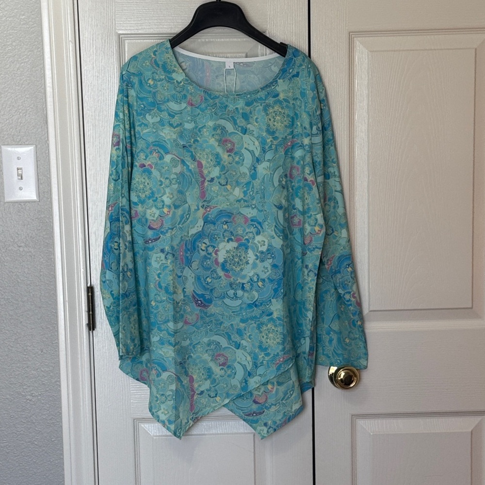 Elegant Aqua Floral Women's Tunic